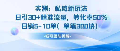 实测私域新玩法日引30加精准流量转化率50%日销5-10单每笔3张| 网创圈