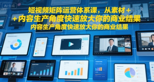 短视频矩阵运营体系课，从素材+内容生产角度快速放大你的商业结果| 网创圈