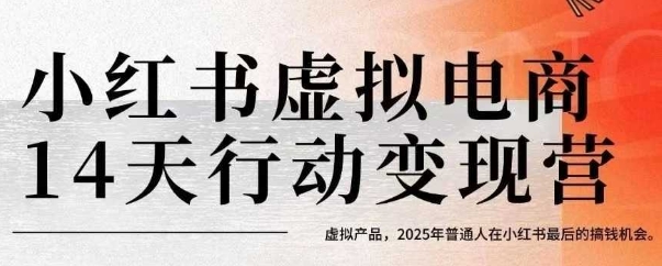 小红书虚拟电商14天变现训练营，虚拟产品，2025年普通人在小红书最后的搞钱机会| 网创圈