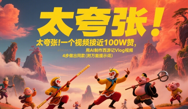 太夸张！一个视频接近100W赞，用AI制作西游记Vlog视频，全流程拆解来了(附万能提示词)| 网创圈