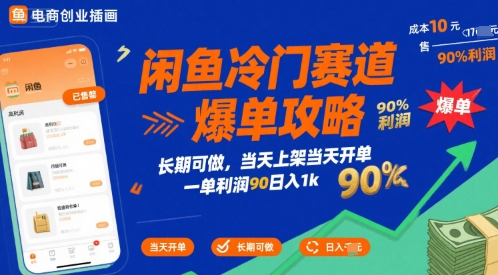 闲鱼冷门赛道爆单攻略，长期可做，当天上架当天开单，一单利润90% 利润，日入1k【揭秘】| 网创圈