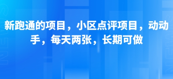 新跑通的项目，小区点评项目，动动手，每天两张，长期可做| 网创圈