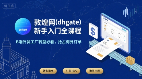 敦煌网(dhgate)新手入门全课程，B端外贸工厂转型必看，抢占海外订单| 网创圈