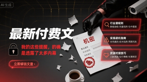 最新付费文：我的这些提醒，的确是透露了太多内幕| 网创圈