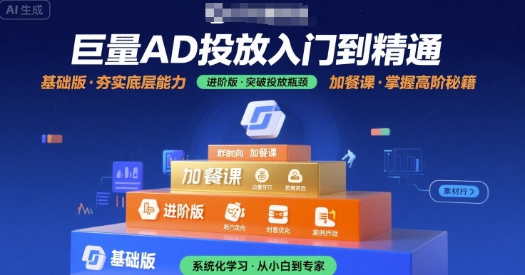 巨量AD投放入门到精通，基础版+进阶版+加餐课| 网创圈