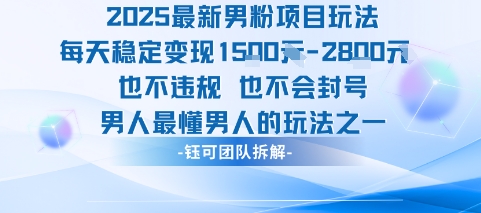 2025最新男粉项目玩法每天变现1k+也不违规也不会封号男人最懂男人的玩法| 网创圈