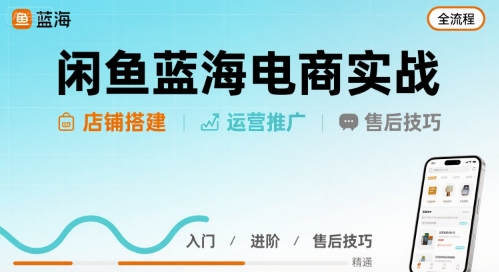 闲鱼蓝海电商实战，店铺搭建运营售后全流程| 网创圈