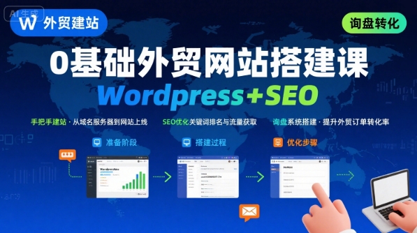 WordPress外贸建站+SEO优化课程，手把手教你从0到1搭建可获得询盘的外贸网站| 网创圈