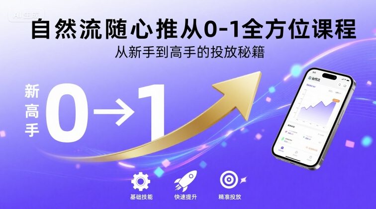自然流随心推从0-1全方位课程，从新手到高手的投放秘籍| 网创圈