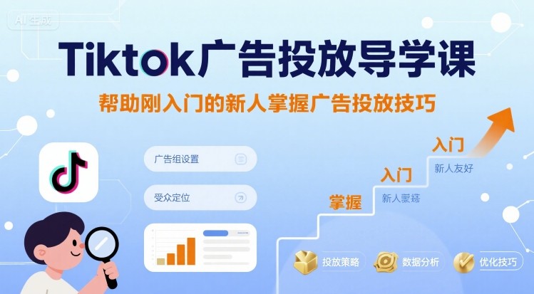 Tiktok广告投放导学课，帮助刚入门的新人掌握广告投放技巧| 网创圈