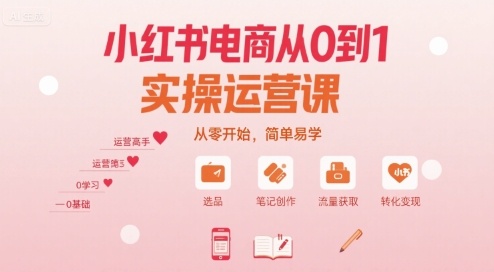 小红书电商从0到1实操运营课，从零开始，简单易学| 网创圈