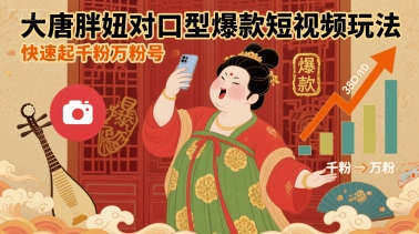 大唐胖妞对口型爆款短视频玩法，快速起千粉万粉号| 网创圈