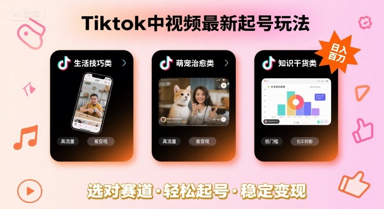 Tiktok中视频最新起号玩法，想要日入百刀，做好这几个赛道就可以了| 网创圈