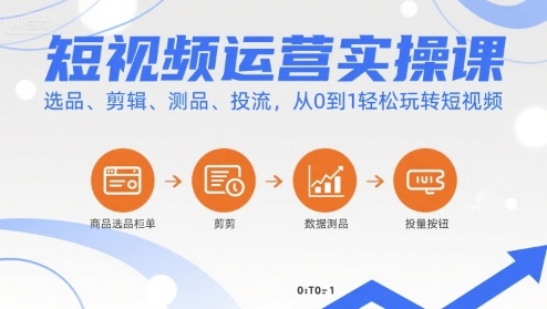 短视频运营实操课，选品、剪辑、测品、投流，从0到1轻松玩转短视频| 网创圈