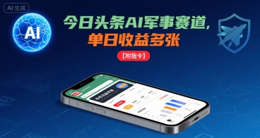 今日头条AI军事赛道，单日收益多张 ，手机可做【附指令】| 网创圈