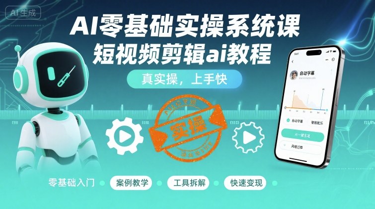 AI零基础实操系统课，短视频剪辑ai教程，真实操，上手快| 网创圈