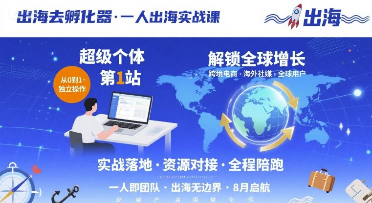 出海去孵化器，一人出海实战课，​超级个体第1站，解锁全球增长| 网创圈