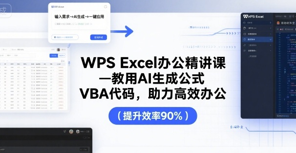 WPS Excel办公精讲课，教用 AI 生成公式，VBA 代码，助力高效办公| 网创圈