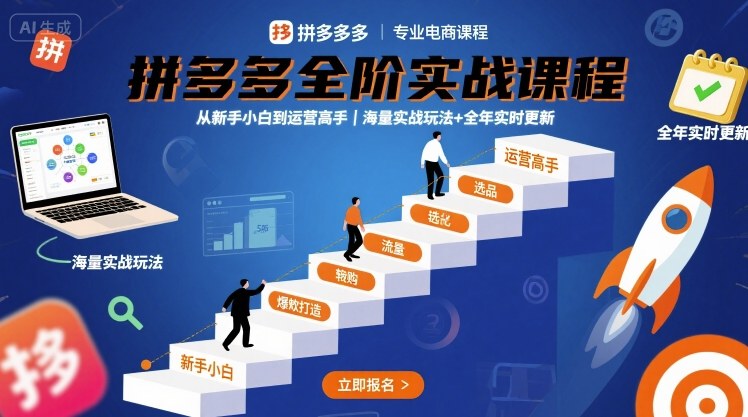 拼多多全阶实战课程，从新手小白到运营高手，海量实战玩法+全年实时更新【2025年9月更新】| 网创圈