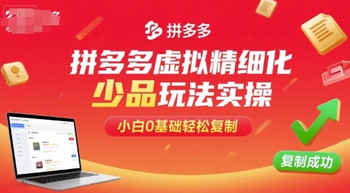 拼多多虚拟精细化少品玩法实操，小白0基础轻松复制| 网创圈