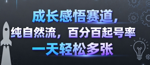 成长感悟赛道，纯自然流，百分百起号率 一天轻松多张| 网创圈
