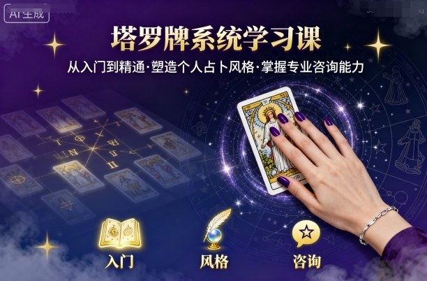 塔罗牌系统学习课，助你从入门到精通，塑造个人占卜风格，掌握专业咨询能力| 网创圈
