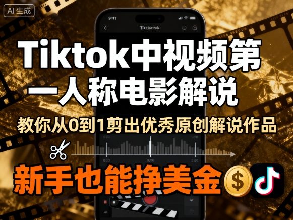 Tiktok中视频第一人称电影解说，教你从0到1剪出一个优秀的原创解说作品，新手也能挣美金| 网创圈
