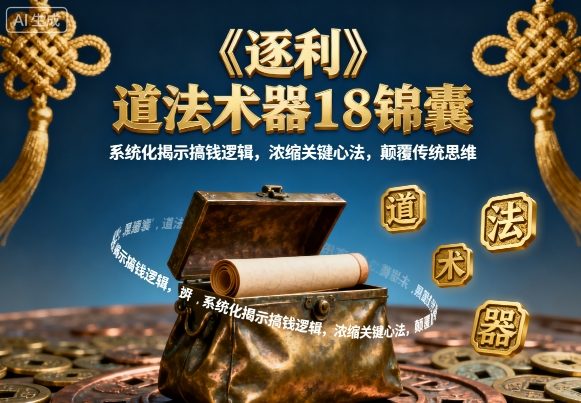 《逐利》道法术器18锦囊，系统化揭示搞钱逻辑，浓缩关键心法，颠覆传统思维| 网创圈