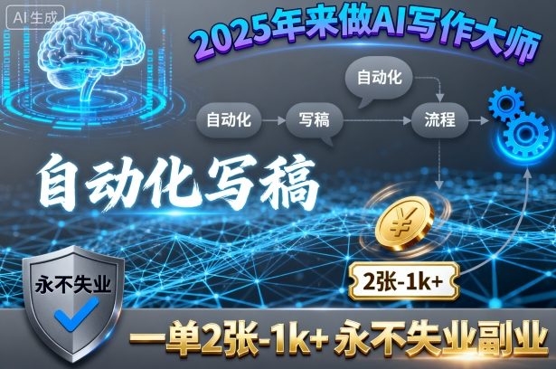 2025年来做AI写作大师，自动化写稿，一单2张-1k+，永不失业副业| 网创圈