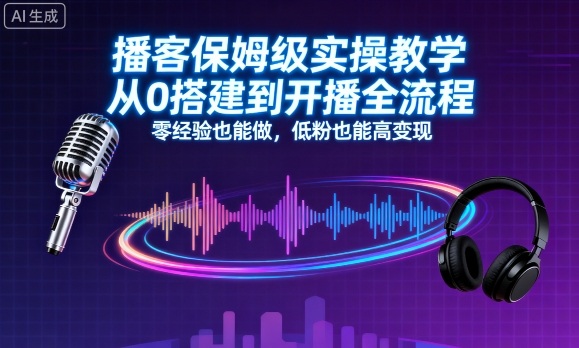 播客保姆级实操教学，从0搭建到开播全流程，零经验也能做，低粉也能高变现| 网创圈