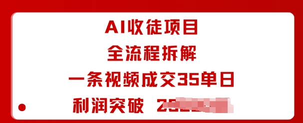 AI收徒项目全流程拆解一条视频成交35单日利润突破1k+| 网创圈