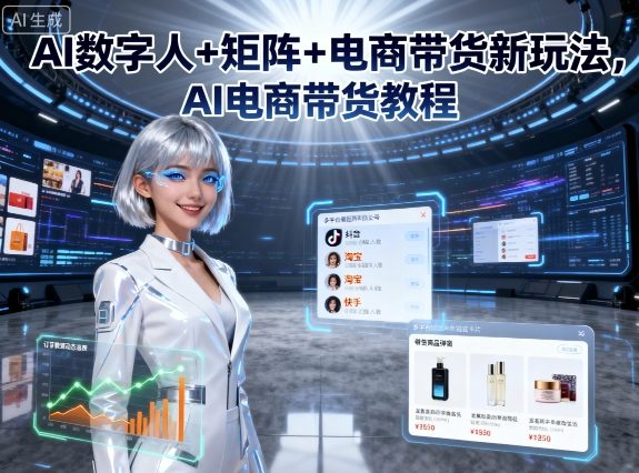 AI数字人+矩阵+电商带货新玩法，AI电商带货教程| 网创圈