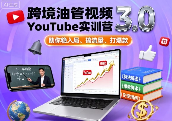 跨境油管视频YouTube实训营3.0，助你稳入局、搞流量、打爆款| 网创圈