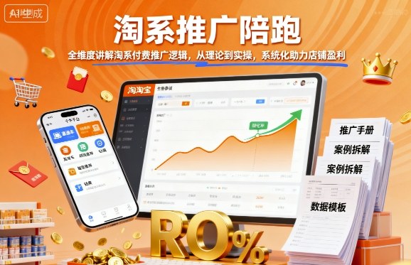 淘系推广陪跑，全维度讲解淘系付费推广逻辑，从理论到实操，系统化助力店铺盈利| 网创圈