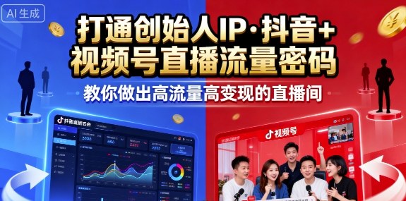 25年直播9-10两期线下课，打通创始人IP，抖音+视频号直播流量密码，教你做出高流量高变现的直播间| 网创圈