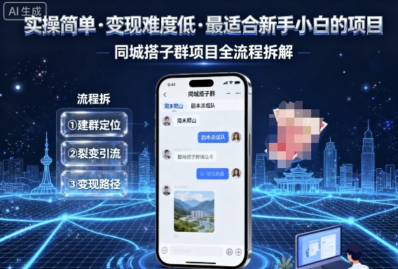 实操简单，变现难度低，最适合新手小白做的项目，每天轻松收入3张，同城搭子群项目全流程拆解| 网创圈