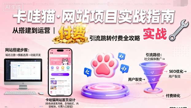 卡哇猫·网站项目，网站搭建与运营以及引流跳转付费| 网创圈