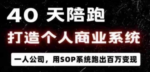40天陪跑打造个人商业系统，一人公司，用SOP系统跑出百W变现| 网创圈