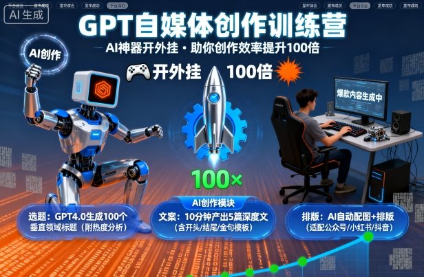GPT自媒体创作训练营：AI神器开外挂，助你创作效率提升100倍| 网创圈