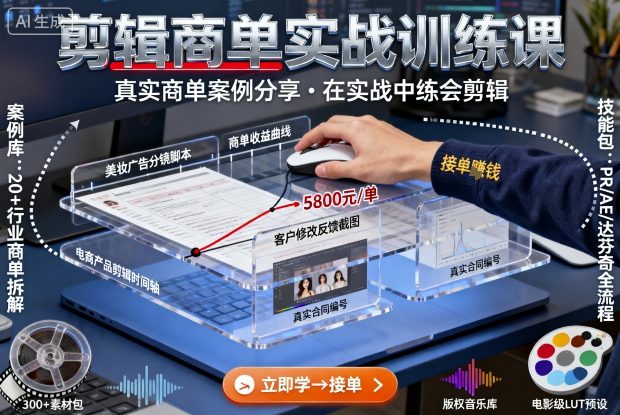 剪辑商单实战训练课，真实商单案例分享，在实战中练会剪辑| 网创圈