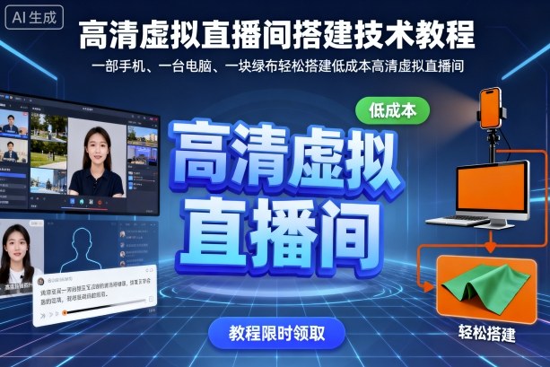 高清虚拟直播间搭建技术教程，一部手机、一台电脑、一块绿布轻松搭建低成本高清虚拟直播间| 网创圈