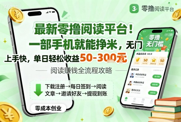 最新零撸阅读平台！一部手机就能挣米，无门槛上手快，单日轻松收益50-3张【揭秘】| 网创圈