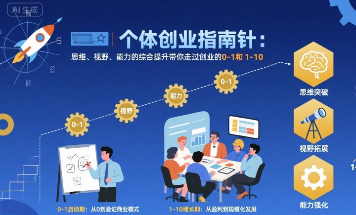个体创业指南针，思维、视野、能力的综合提升带你走过创业的0-1和1-10【音频】| 网创圈