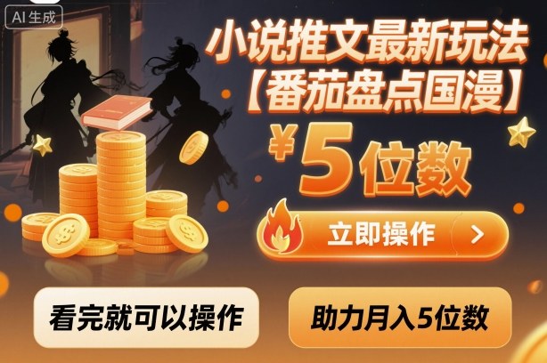 小说推文最新玩法，助力月入5位数【番茄盘点国漫】玩法，看完就可以操作| 网创圈