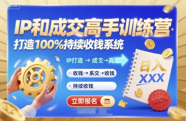 带你成为IP和成交高手的训练营，打造100%持续收钱系统| 网创圈