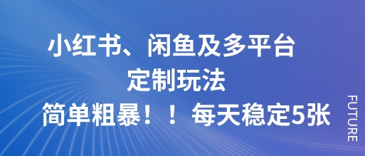 小红书、闲鱼及多平台定制玩法简单粗暴！每天稳定5张| 网创圈