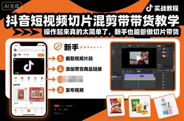 抖音短视频切片混剪带货教学，操作起来真的太简单了，新手也能做切片带货| 网创圈