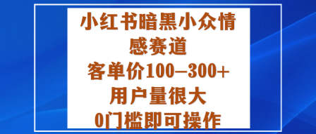 小红书暗黑小众情感赛道，客单价100-300+用户量很大，0门槛即可操作| 网创圈