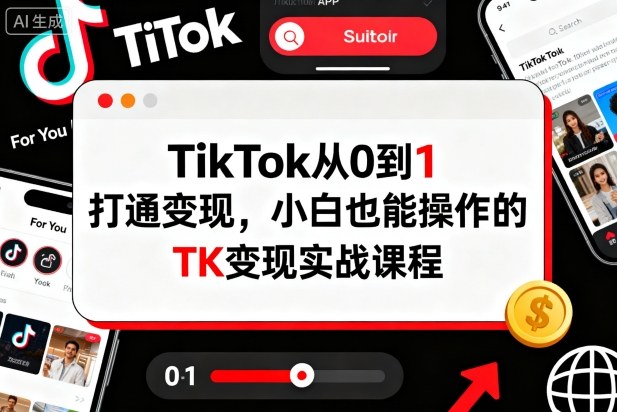TikTok从0到1打通变现，小白也能操作的TK变现实战课程| 网创圈