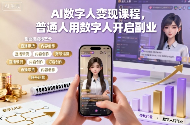 AI数字人变现课程，普通人用数字人开启副业| 网创圈